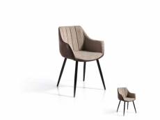 Duo de fauteuils tissu-simili cuir marron - wanganui - l 58 x l 55 x h 83 cm - neuf