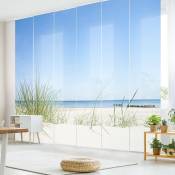 Ensemble de rideaux coulissants - Baltic Sea Coast - 6 Rideaux à panneaux Dimension: 250 x 360cm (6 rideaux á 250 x 60cm), Système de montage: sans