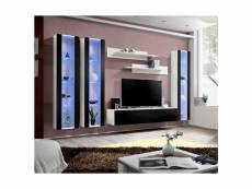 Ensemble meuble tv mural - fly iv - 310 cm x 190 cm x 40 cm - blanc et noir