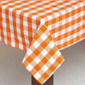 Homescapes - Nappe de table à grands carreaux vichy en coton Orange, 137 x 178 cm - Orange