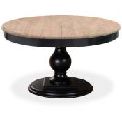 Intensedeco - Table ronde extensible en bois massif Héloïse Bois naturel et pied noir - Noir