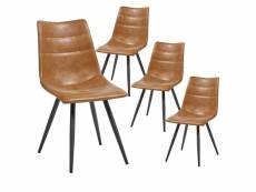 Kora - lot de 4 chaises simili cuir marron