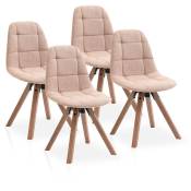 La Silla Española - Lot de quatre chaises de salle à manger de style nordique avec assise et dossier en tissu Gerona de couleur chocolat.