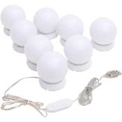 Lampe de miroir avec 8 ampoules led Blanc chaud et blanc froid