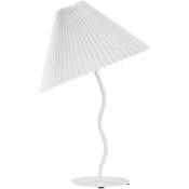 Lampe de Table en Métal Blanc et Synthétique Pied Sinueux Abat-Jour Plissé 48 cm de Chevet Alwero - Blanc
