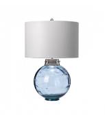 Lampe de table Kara Nickel poli métallique - Verrerie bleue 55,5 Cm