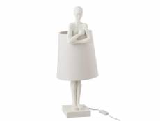 Lampe figurine soutien resine blanc - l 27 x l 18 x h 58 cm