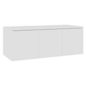 Les Tendances - Meuble tv 3 tiroirs bois blanc Onic 80 cm