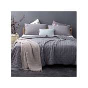 Linder - Jeté de lit gris capitonné style lin lavé - 250x260cm - Gris