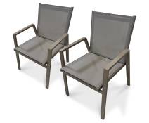 Lot de 2 fauteuils de jardin empilables en aluminium