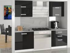 Melior - cuisine complète modulaire linéaire l 120cm 4 pcs - plan de travail inclus - ensemble armoires cuisine brillant - noir