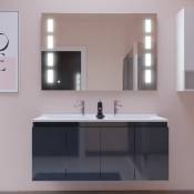 Meuble proline 120 cm avec plan double vasque et miroir