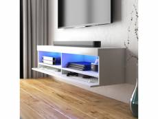 Meuble tv - VIANSOLA - 100 cm - blanc mat / blanc brillant - éclairage led