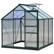Outsunny serre de jardin en aluminium et polycarbonate à paroi doublée alvéolée Dim.1,9L x 1,92l x 2,01H m vert, transparent