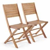 Oviala - Lot de 2 chaises pliantes en bois d'eucalyptus - Marron