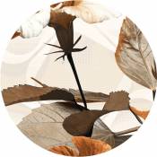 Papier peint panoramique rond adhésif feuilles - ø 70 cm de Sanders&sanders beige, blanc et marron