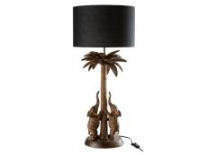 Paris prix - lampe à poser "palmier & éléphant" 74cm marron