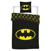 Parure de lit réversible Batman Logo Jaune et Noir - 140 cm x 200 cm