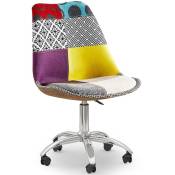 Patchwork Style - Chaise de Bureau Pivotante - Tissu Patchwork - Ray Multicolore - Acier, pp, Tissu, Nylon - Multicolore