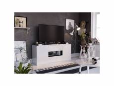 Star meuble tv 2 portes 2 tiroirs - blanc brillant et gris - l 150 x p 42 x h 67cm T38134MB01LVO