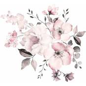 Stickers muraux vintage fleur en rose pâle (58x52