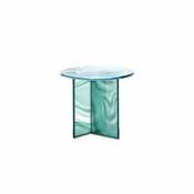 Table basse Liquefy / 60 x 50 x H 51 cm - Verre motif veiné effet marbre - Glas Italia vert en verre