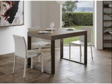 Table moderne extensible 4 à 10 places l 130 à 234 cm bois foncé et pieds métal anthracite tiroz