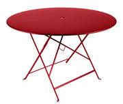 Table pliante Bistro / Ø 117 cm - 6/8 personnes - Trou parasol - Fermob rouge en métal