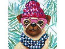 Tableau peinture chien à lunettes 70 x 70 cm style pop art - loulou dog 80687216