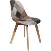 The Home Deco Factory - Chaise en bois de hêtre et polypropylène Patchwork - Marron