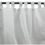 Thedecofactory - lylas - Voilage en coton à pattes brodé de fleurs blanc 140x270 - Blanc