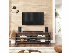 Vasagle meuble tv, support télé, table console, pour téléviseurs jusqu'à 65 pouces, avec étagères, cadre en acier en x, style industriel campagnard, 1