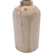Vase à fleurs design en bois petit - naturel / 21 cm - vase en bois bouteille naturel