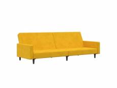 Vidaxl canapé-lit à 2 places jaune velours