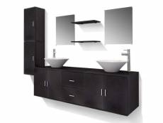 Vidaxl meuble de salle de bain 11 pcs avec lavabo et robinet noir 273687