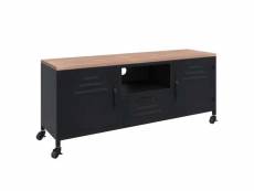 Vidaxl meuble tv noir 110x30x43 cm fer et bois de pin massif