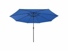 Vidaxl parasol d'extérieur avec led et mât en métal 400 cm bleu azuré