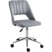Vinsetto - Chaise de bureau design contemporain dossier ergonomique ajouré strié hauteur réglable pivotante 360° piètement chromé velours gris - Gris