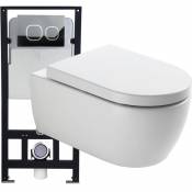 WC suspendu offre spéciale pack économique 3: NT2039 - et bâti-support G3004A avec plaque de déclenchement: Modèle verre blanc