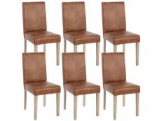 6x chaise de séjour littau ~ tissu, aspect daim, pieds: structure chêne