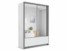 Armoires fonctionnelles - armoire avec tiroirs silu 154 blanc + miroir - armoire avec miroir et porte coulissante, grand espace de rangement, ameublem