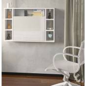 Bim Furniture - tagère de bureau pliante murale cm 94 x 62h x 20(fermée) 62(ouverte) façade blanc brillant avec structure blanc mat - Bim Supplies