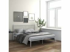 Cadre de lit blanc métal 180x200 cm