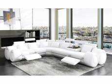Canapé d'angle cuir design blanc + positions relax