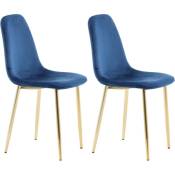 Chaise en velours et pieds cuivrés Polar (Lot de 2) - Bleu