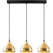 Cotecosy - Suspension 3 ampoules alignées Gakula Métal martelé Noir et Or - Or