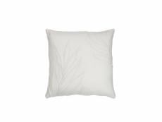 Coussin feuilles fines carre polyester blanc - l 43