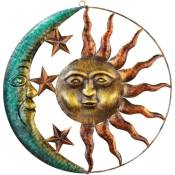 Décoration Murale Métal Soleil Lune, Décoration Murale Créative avec Soleil et Lune Décorations Murales Intérieures et Extérieures pour Bureau à