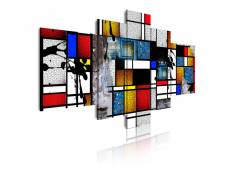 Dekoarte - impression sur toile moderne | décoration pour le salon ou chambre | art abstrait mondrian rouge | 180x85cm C0530