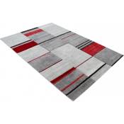 Deladeco - Tapis graphique à courtes mèches design pour salon Cambridge Rouge 160x230 - Rouge